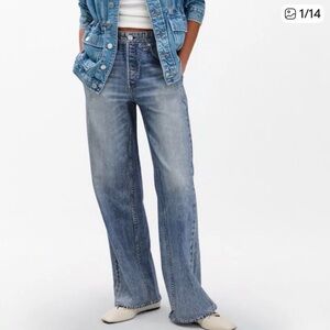 rag & bone Denim Blue Wide Leg Sweat Jeans